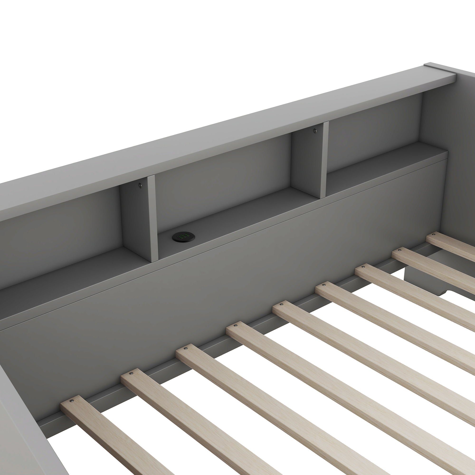Daybed Frame With Storage Bookcases, 2 Drawers, Charging Station
