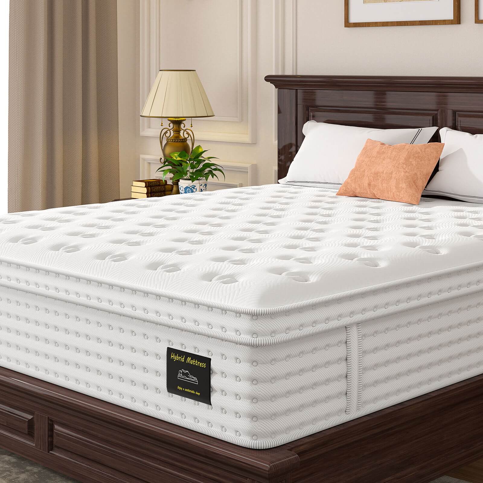 14'' Hybrid Mattress, Memory Foam & Pocket Springs For Pressure Relief