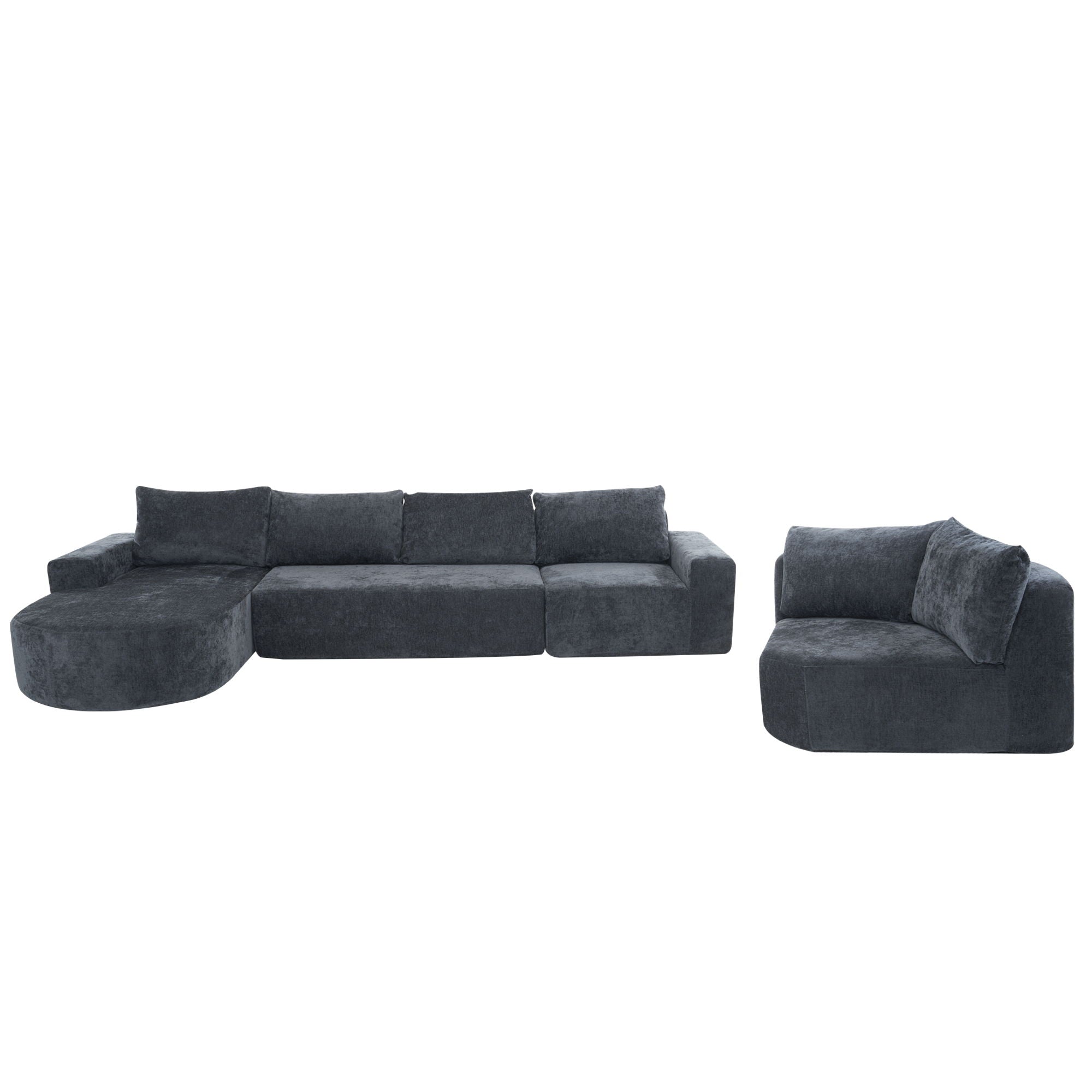 U-Shaped Oversized Modular Cloud Sectional Sofa With Deep Seat For Living Room