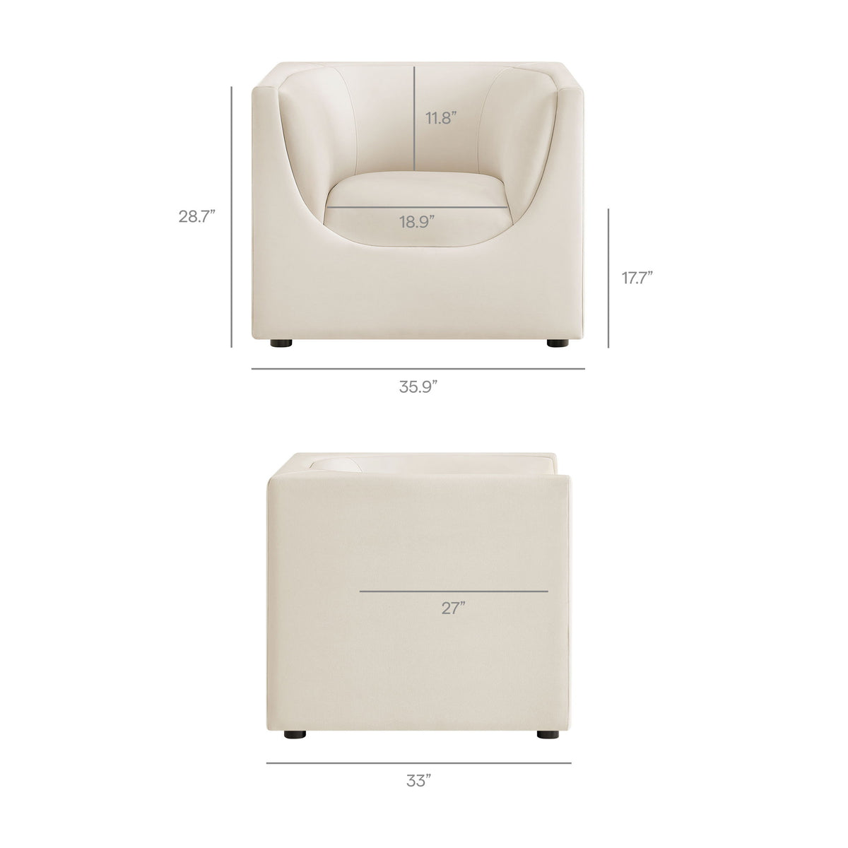 Hilda Curved Back Performance Velvet Armchair by Modway