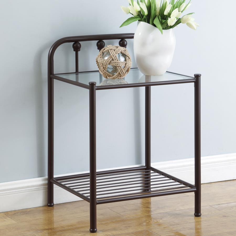 Coaster Fine Furniture Livingston - Metal 1-Shelf Nightstand - Dark Bronze | Meri Furniture