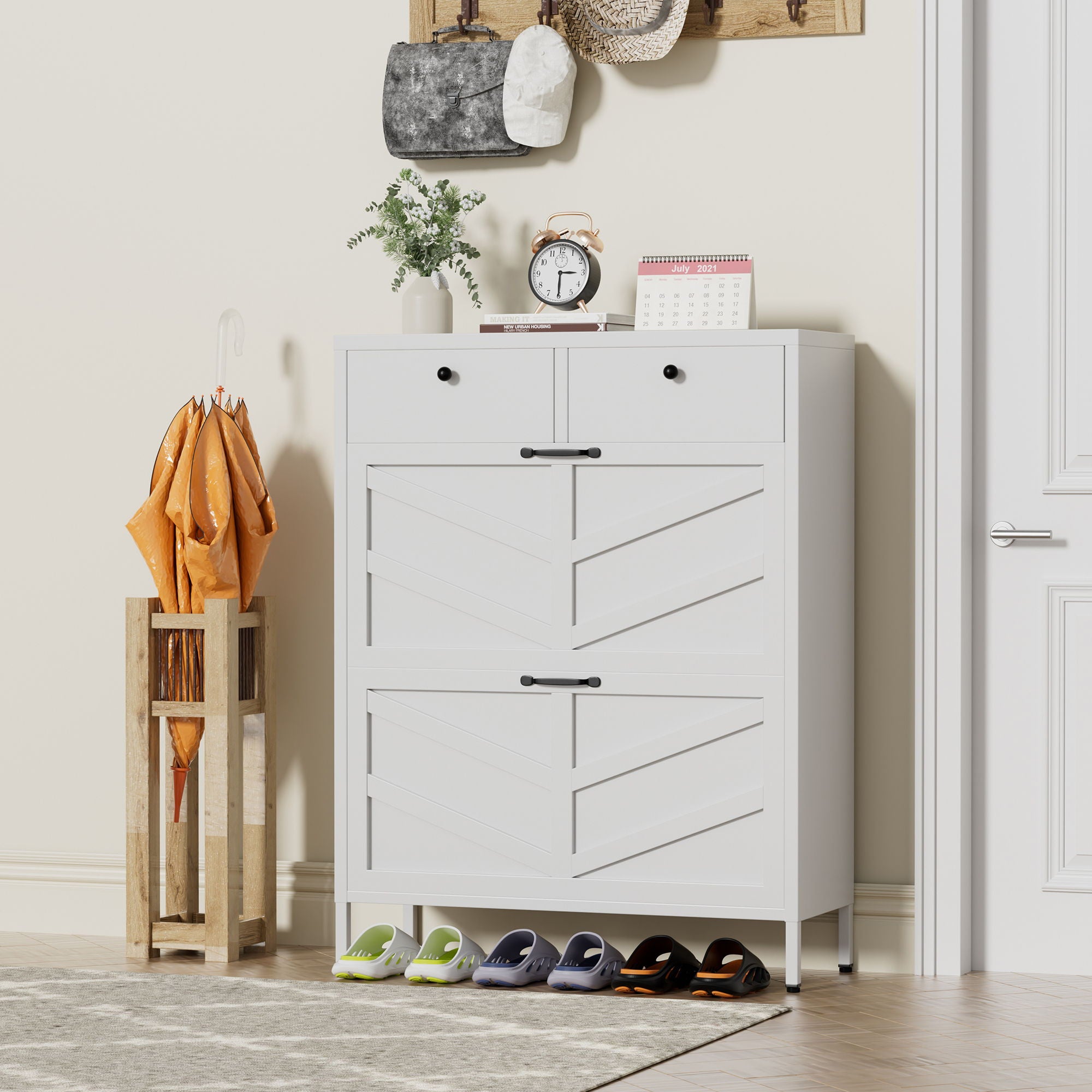 Shoe Cabinet With Flip Drawers