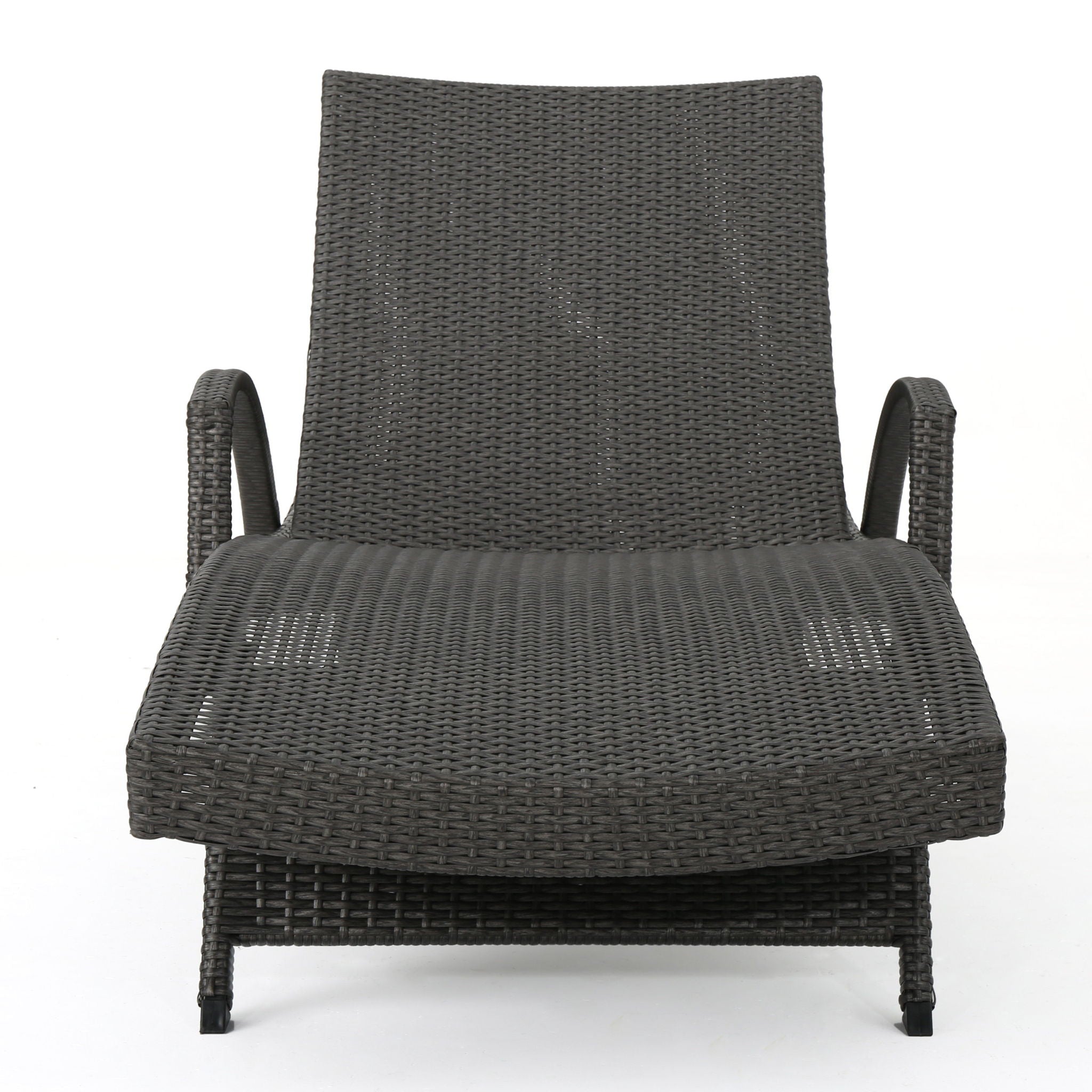 Salem - Contemporary Wicker Chaise Lounge With Arm, Weather Resistant