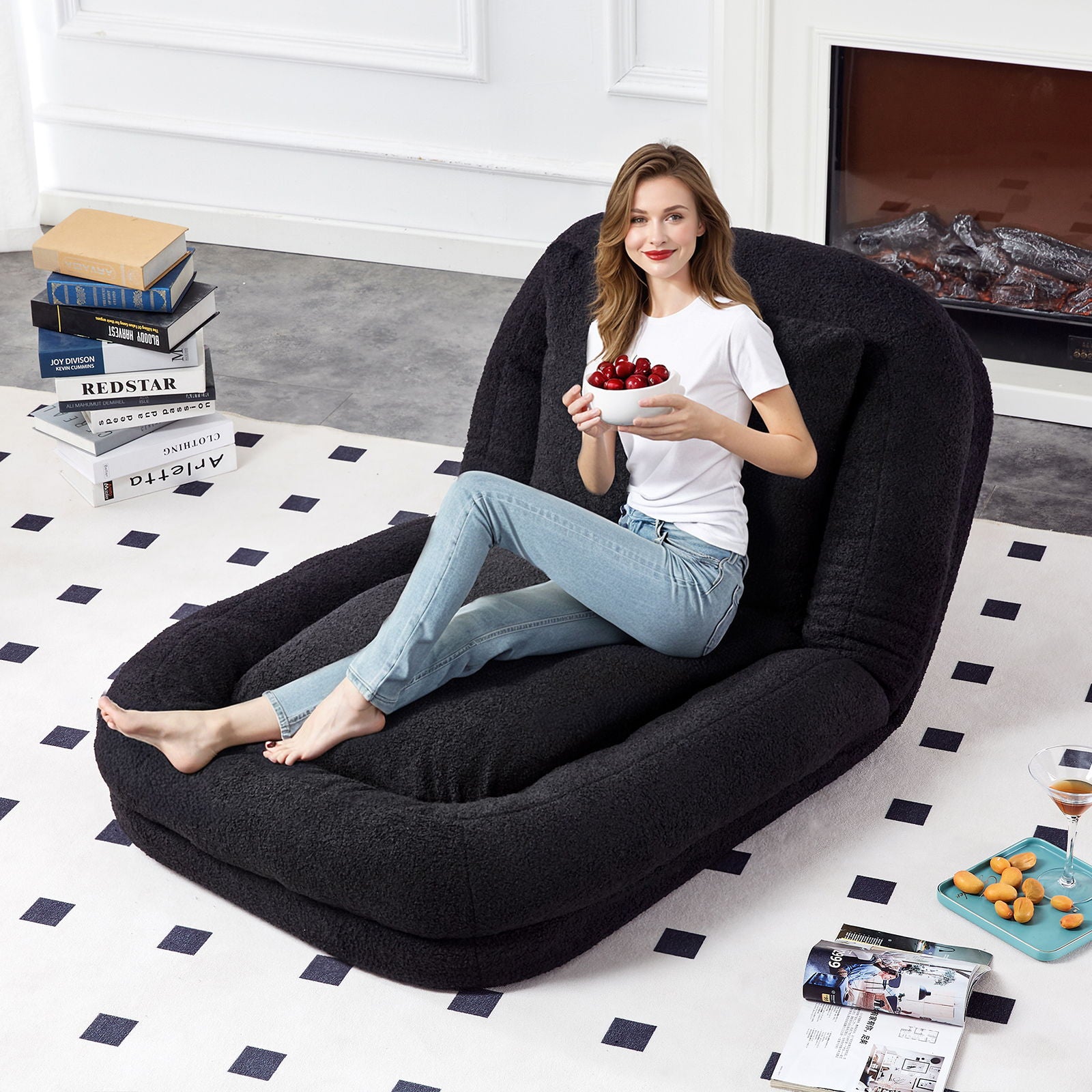 Contemporary Folding Sofa Chair With 5 Adjustable Positions For Gaming, Meditation, And Relaxation