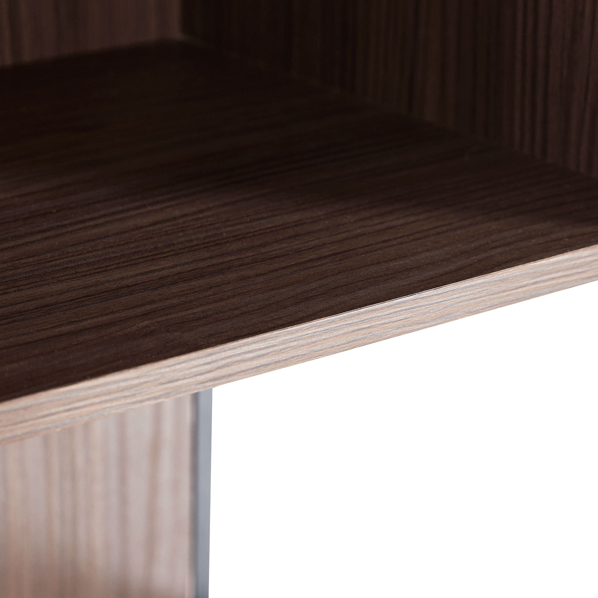 Modern Minimalist Tall Lighted Display Cabinet With Tempered Glass Door - Black / Dark Walnut