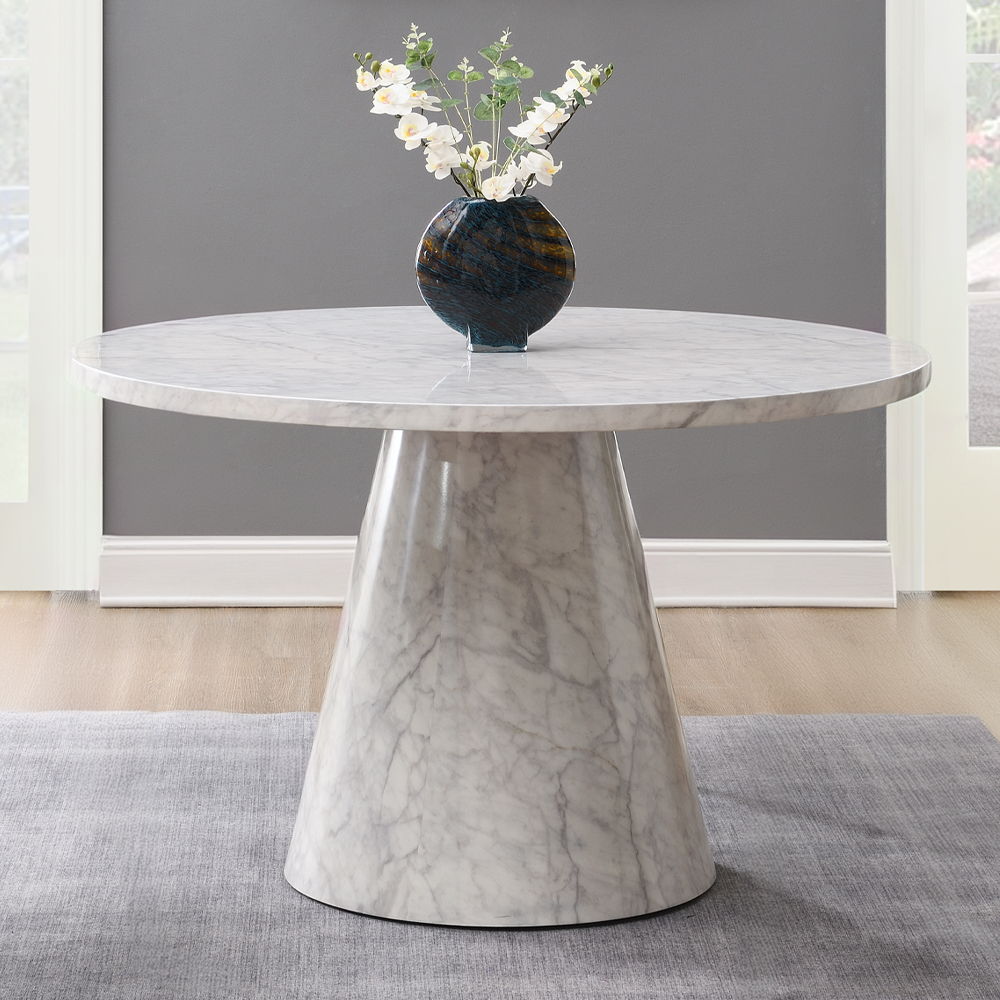 ACME Kacey - Round Dining Table - Engineered Stone Finish | Meri Furniture