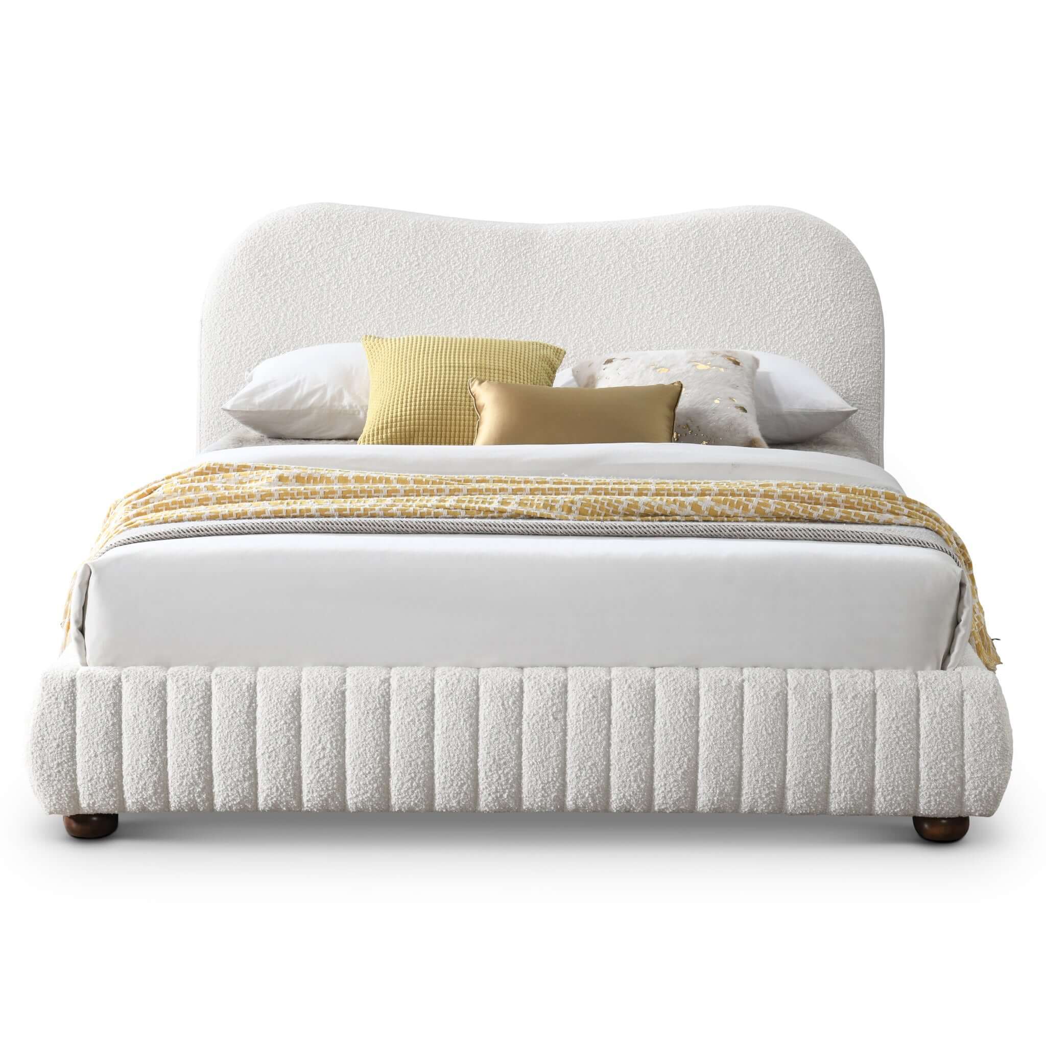 Norme - Queen Size Upholstered Low Profile Platform Bed - Cream