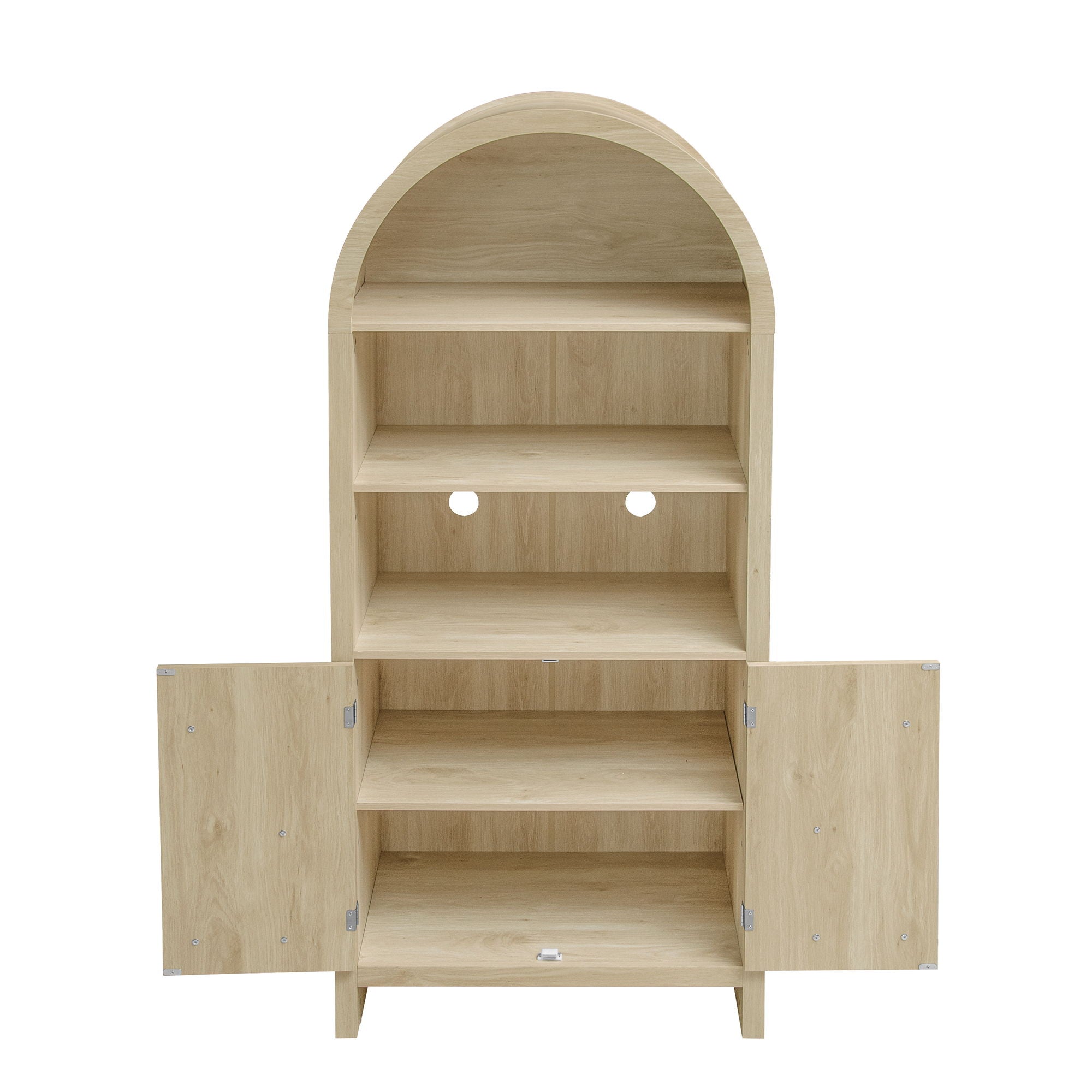 Arched Kitchen Pantry, Modern Farmhouse Wood Kitchen Storage Cabinets, Arched Storage Display Cabinet With Adjustable Shelves, Versatile Cupboard For Kitchen, Dining Room - Natural