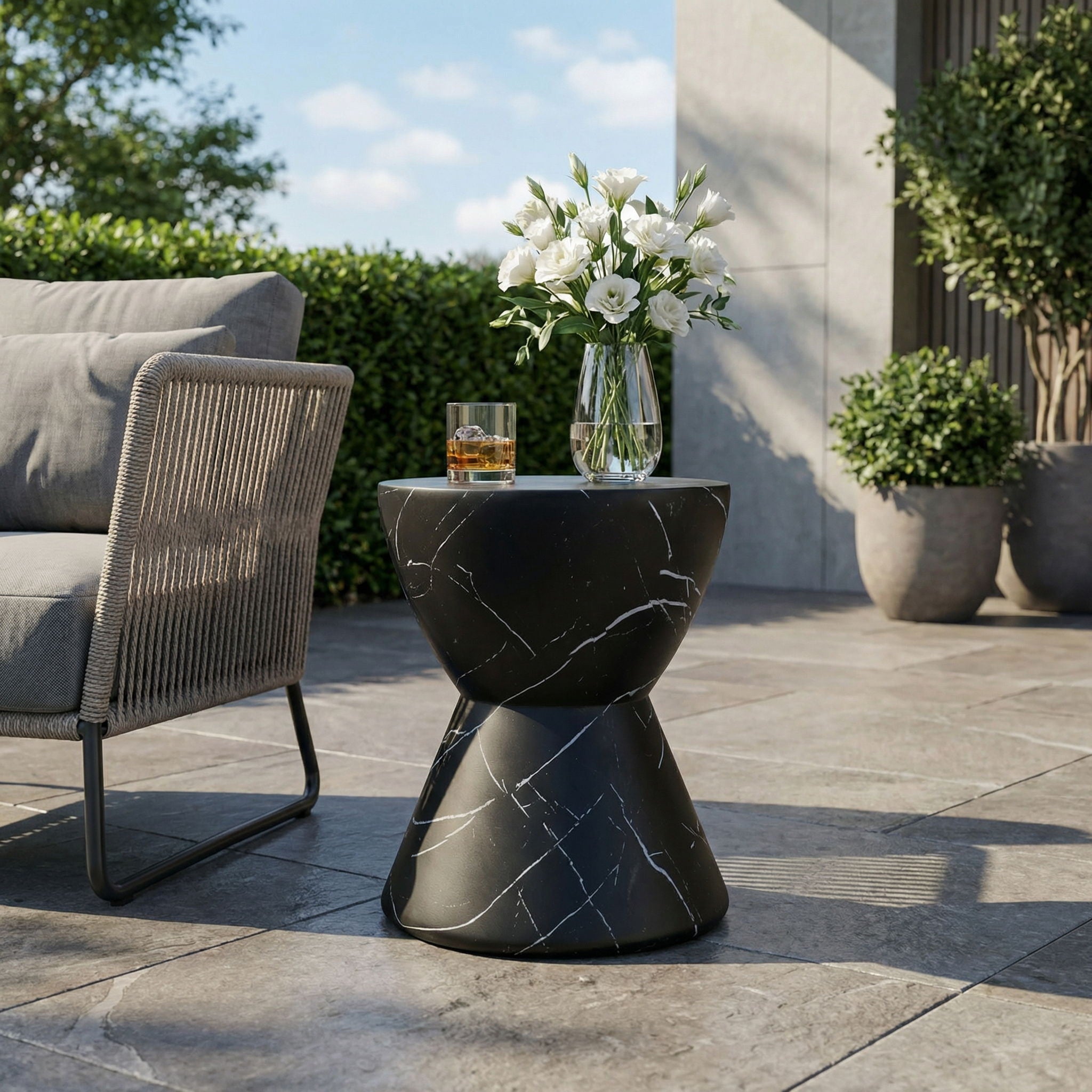 Outdoor, Lightweight Concrete Side Table