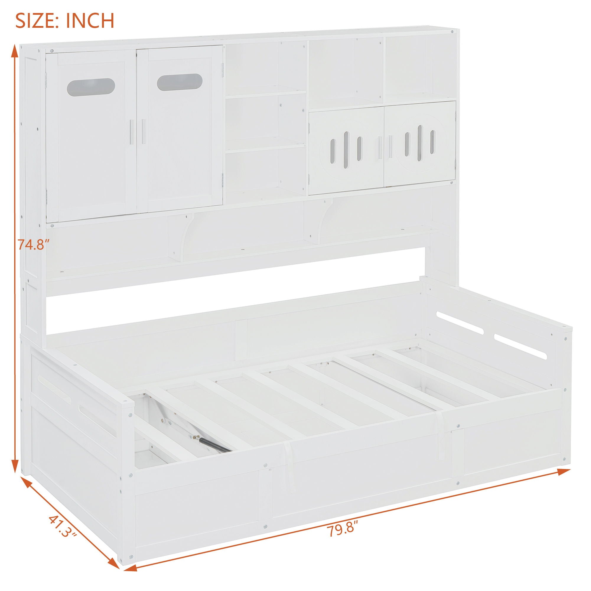 Daybed With All-In-One Cabinet And Shelf