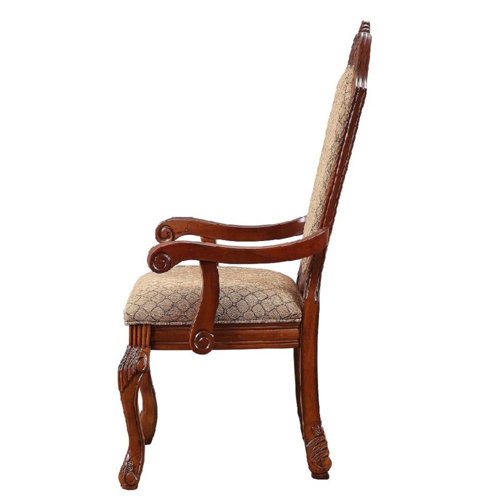 ACME Chateau De Ville - Chair (Set of 2) - Fabric & Cherry | Meri Furniture