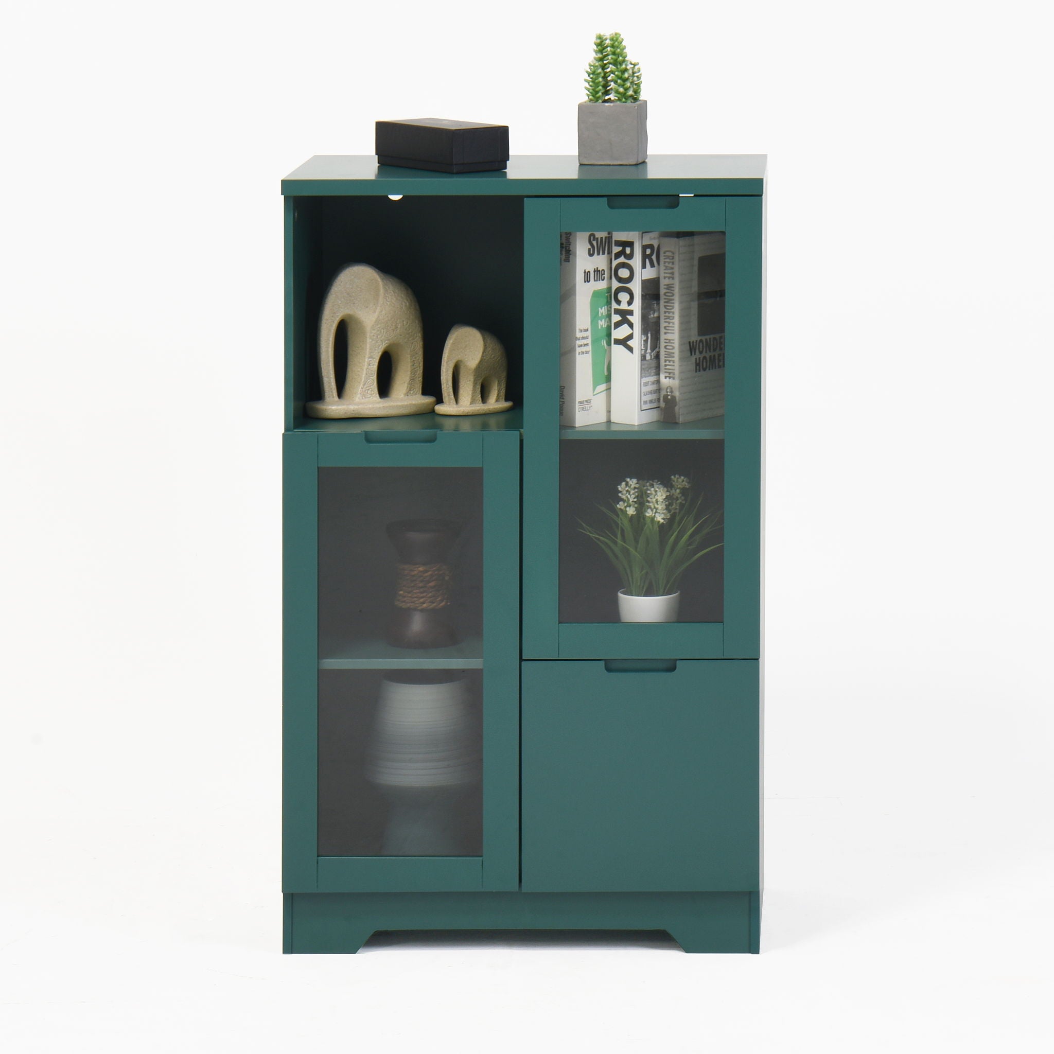 Modern Cabinet With Glass Doors And Drawer