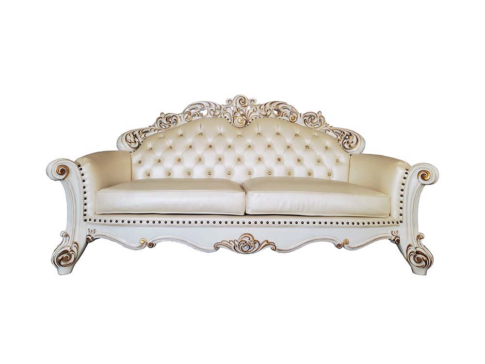 ACME Vendom - Sofa - Champagne PU & Antique Pearl Finsih | Meri Furniture
