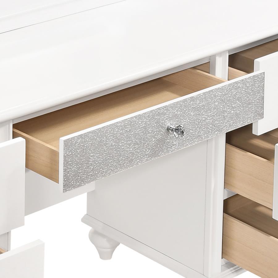 Coaster Fine Furniture Barzini - 7-Drawer Vanity Set With Lighting - White | Meri Furniture