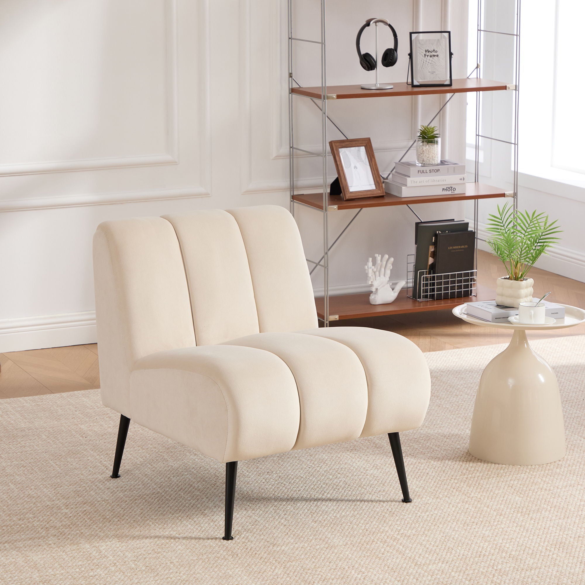 Upholstered Armless Chair For Living Room