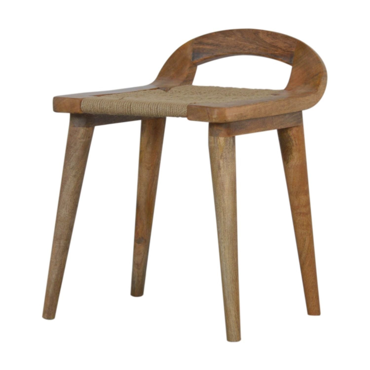 Woven Raised Back Stool - Oak