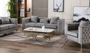 Lorreto 86"W Gray Velvet Sofa