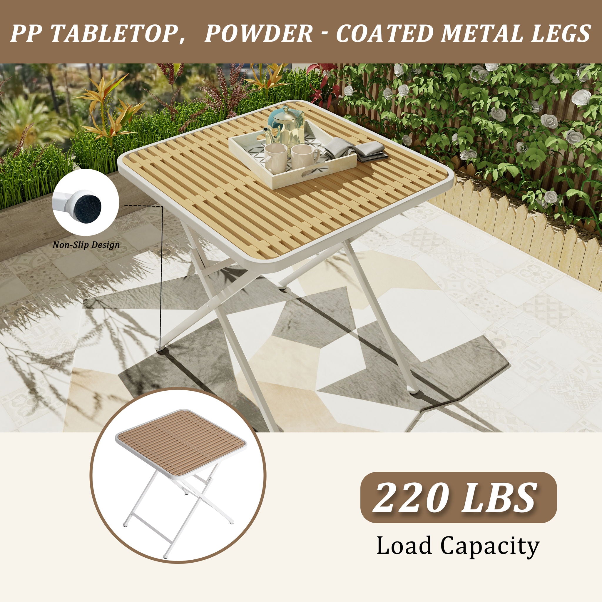 2 Pack Lounge Chair Set & Folding Square Table