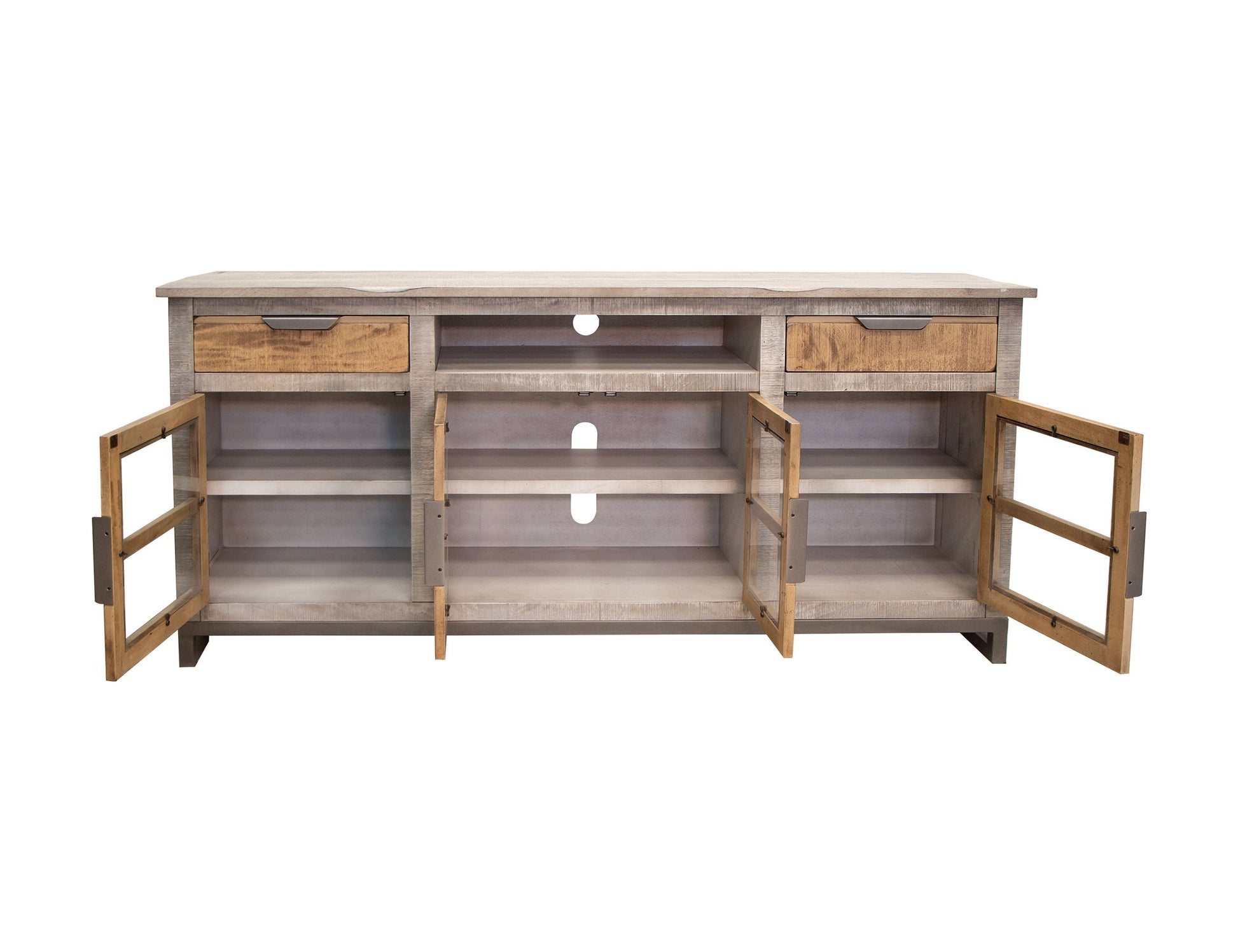 International Furniture Direct Mita - 70" TV Stand - Honey Brown / Light Gray | Meri Furniture
