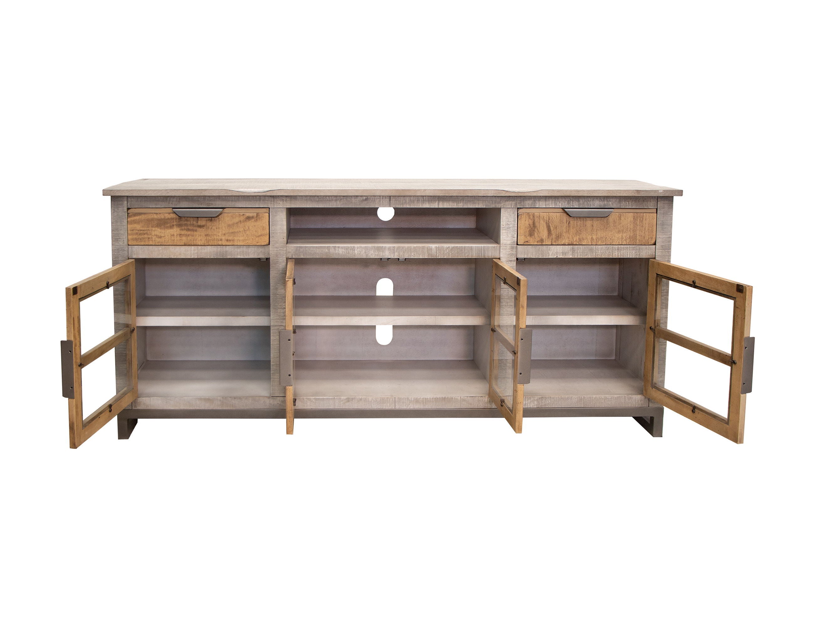 International Furniture Direct Mita - 70" TV Stand - Honey Brown / Light Gray | Meri Furniture
