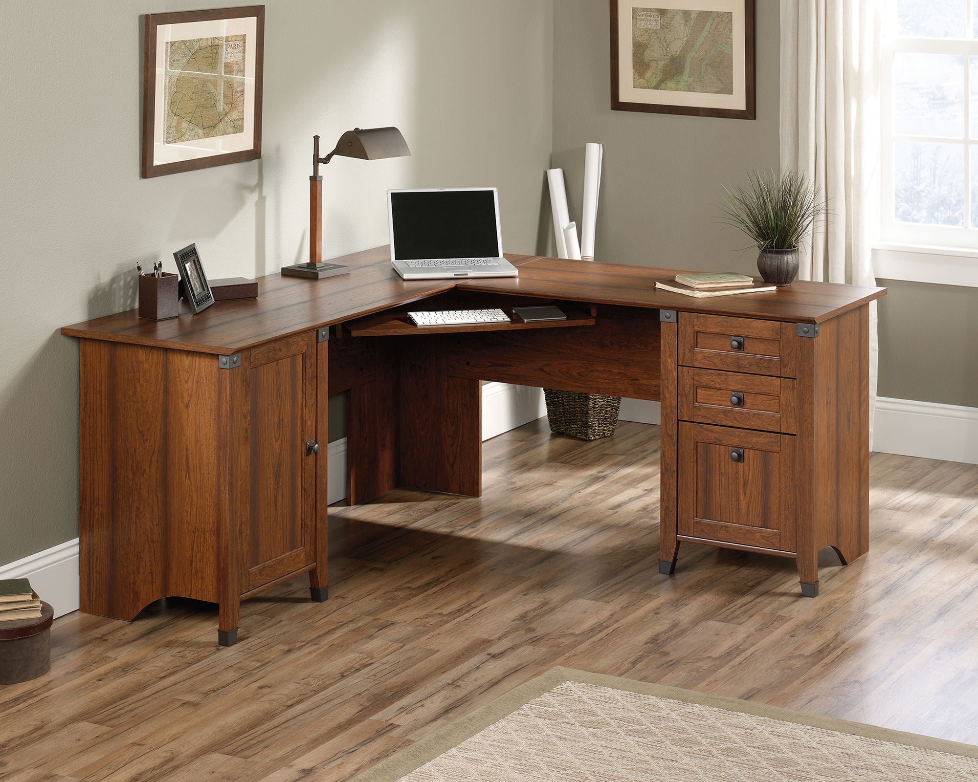 Corner Computer Desk in Washington Cherry