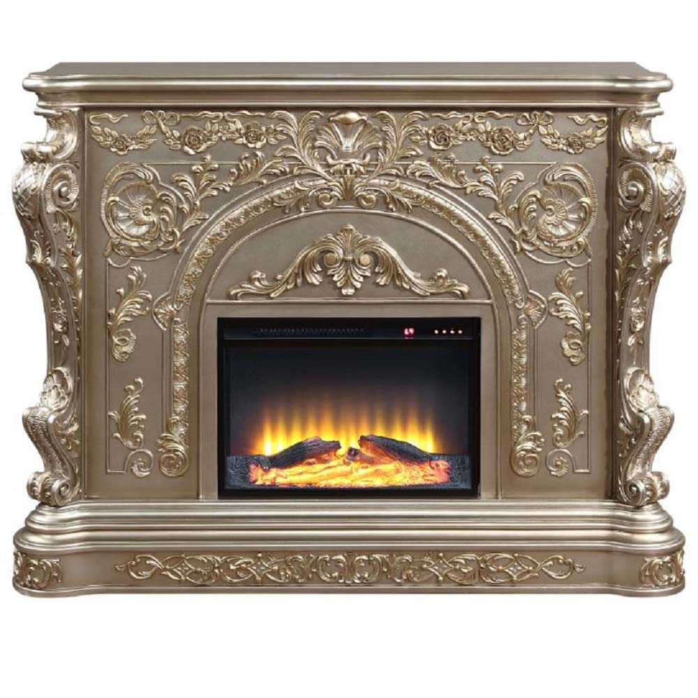 ACME Zabrina - Fireplace - Antique Silver Finish - 49.5" | Meri Furniture