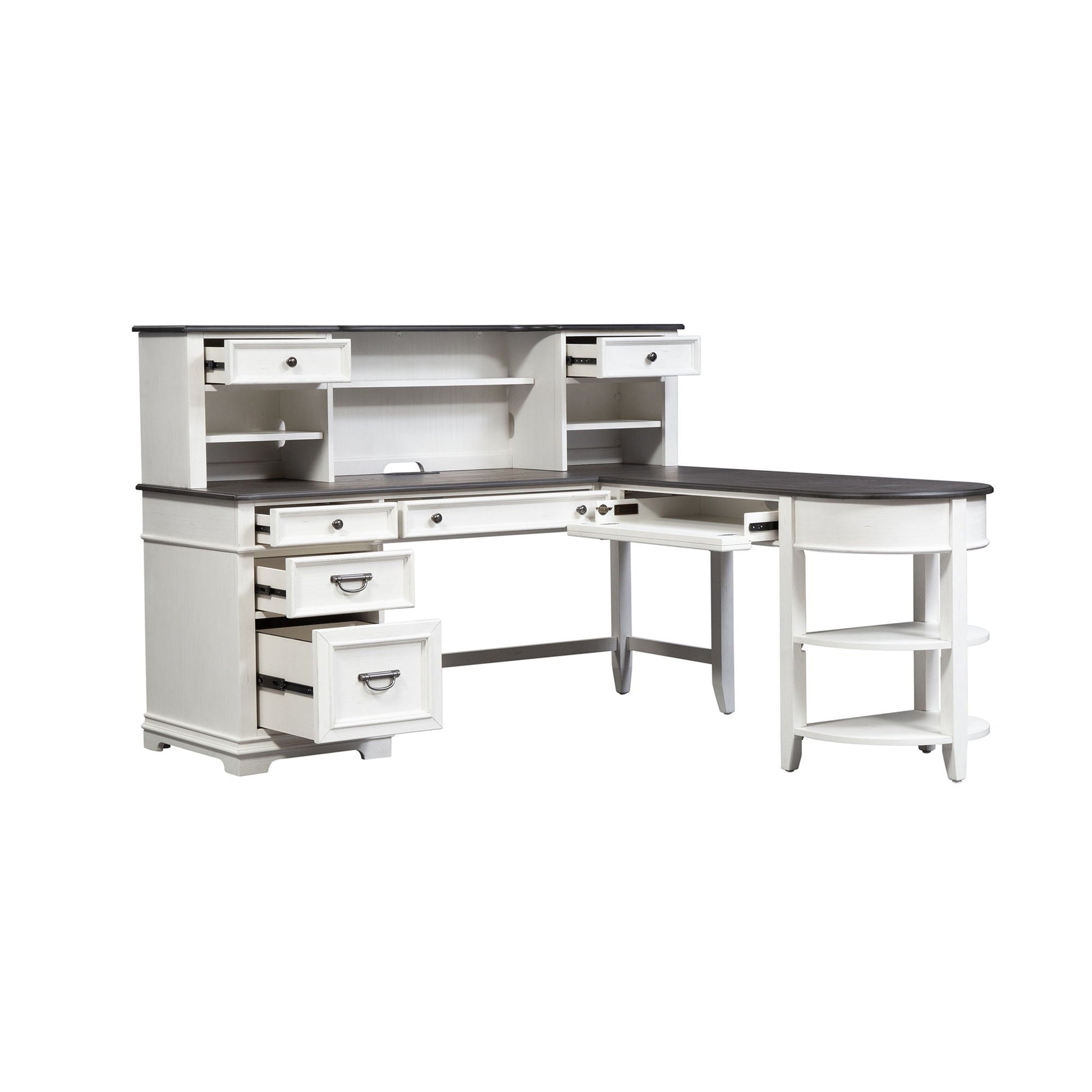 Liberty Furniture Allyson Park - L Shaped Desk Set With Hutch - White | Meri Furniture