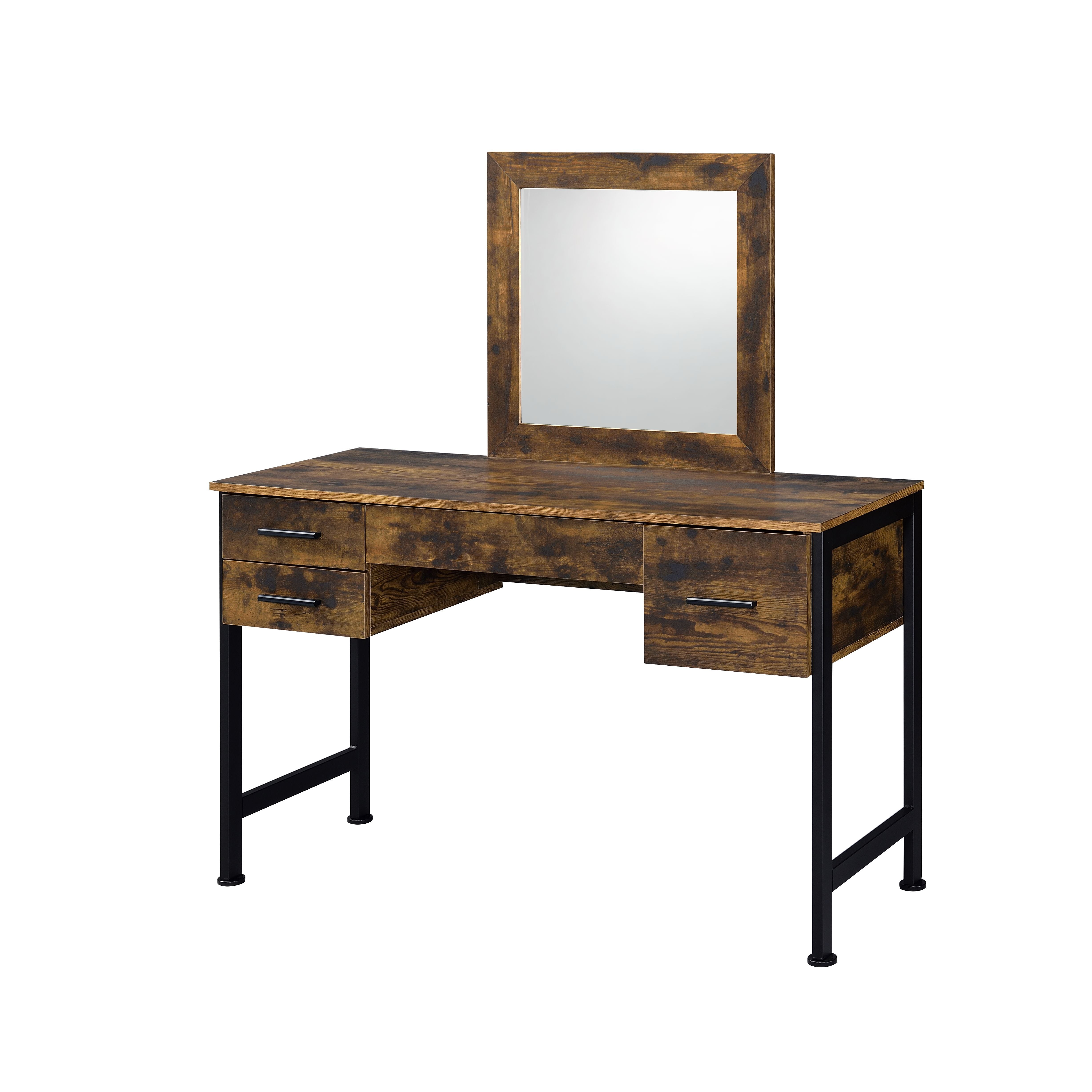ACME Juvanth - Vanity Desk - Rustic Oak & Black Finish | Meri Furniture