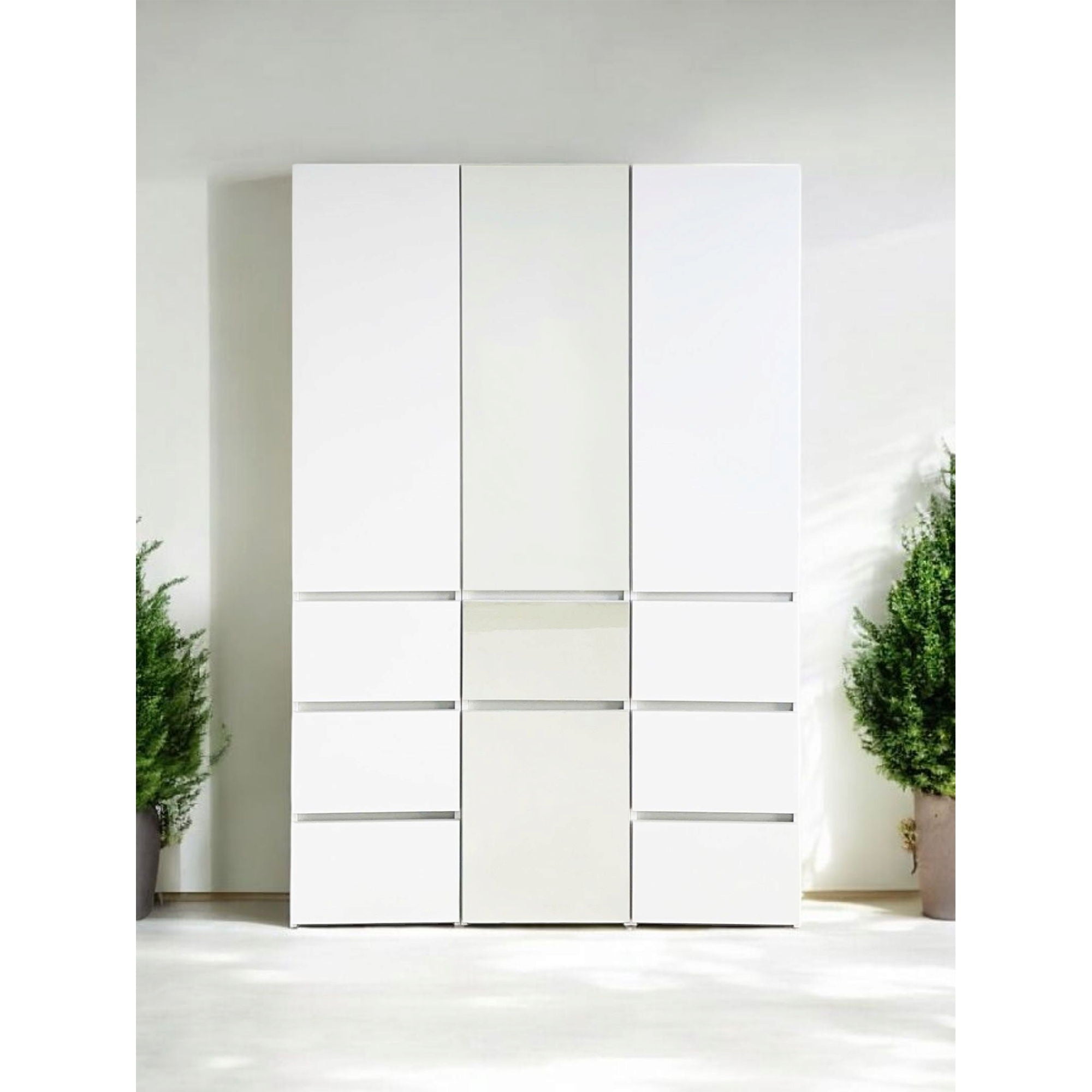 Elise - Slim Modular Wood Closet Cabinet With Drawers In Durable Melamine And Wood 71" Height - White