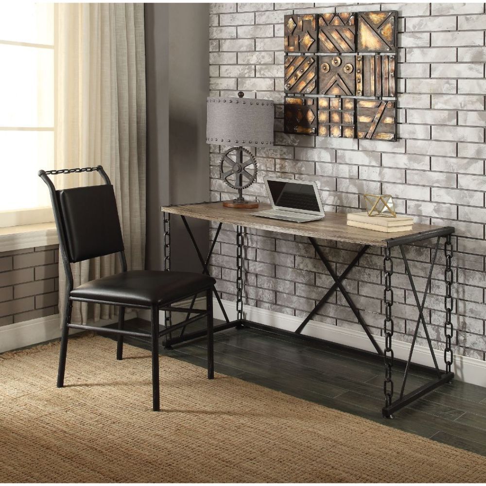 ACME Jodie - Desk - Rustic Oak & Antique Black | Meri Furniture