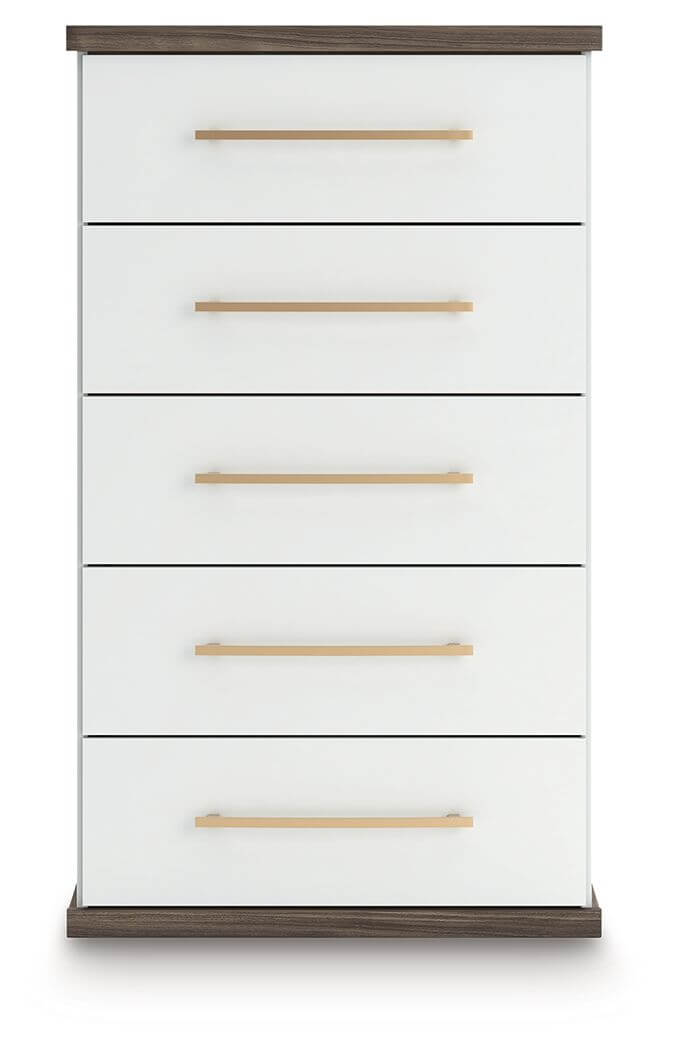 Kendanport - Five Drawer Chest - Brown / White