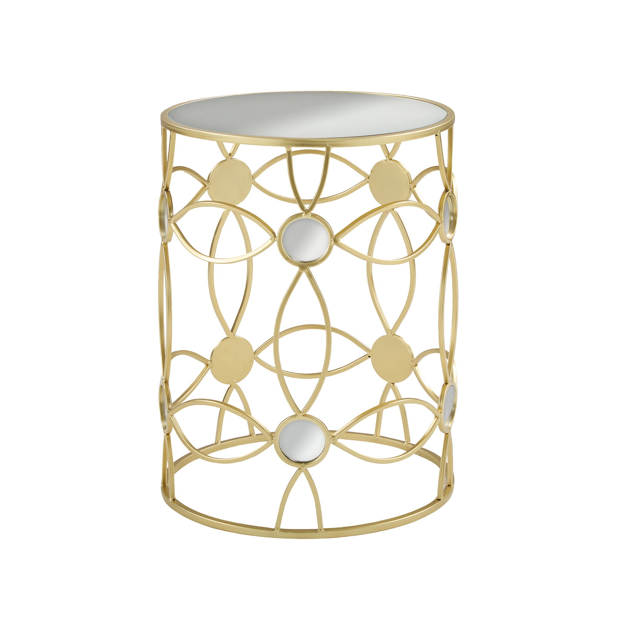 Modern Side Table With Mirror Top And Metal Frame - Gold / Clear