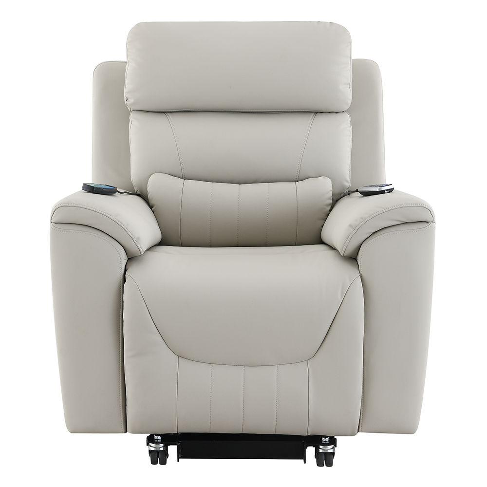 ACME Marsha - Power Recliner With Lift & Massage - Light Gray Silicone Synthetic Leather | Meri Furniture
