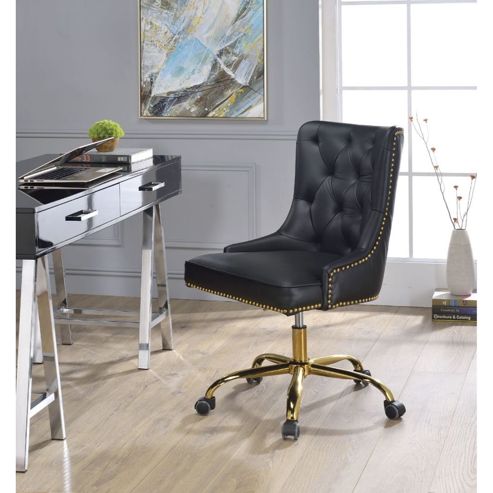 ACME PUrlie - Office Chair - Black PU & Gold | Meri Furniture