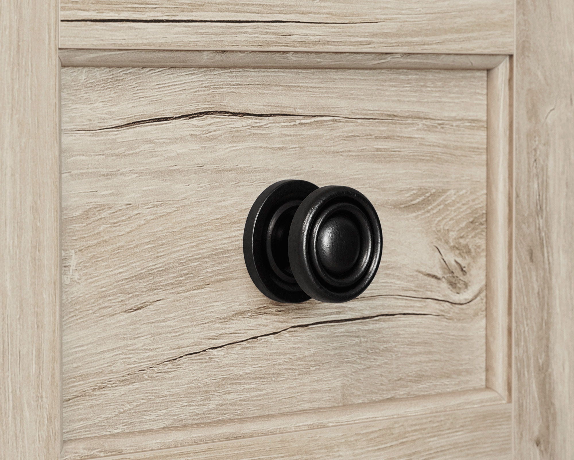 Chalk Oak L-Shaped Desk with Cord Management