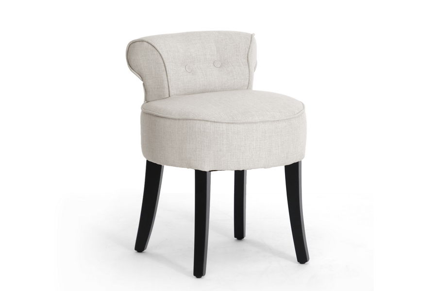 Millani Beige Linen Modern Lounge Stool