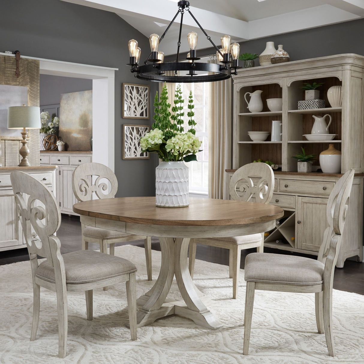 Liberty Furniture Farmhouse Reimagined - Pedestal Table - White | Meri Furniture