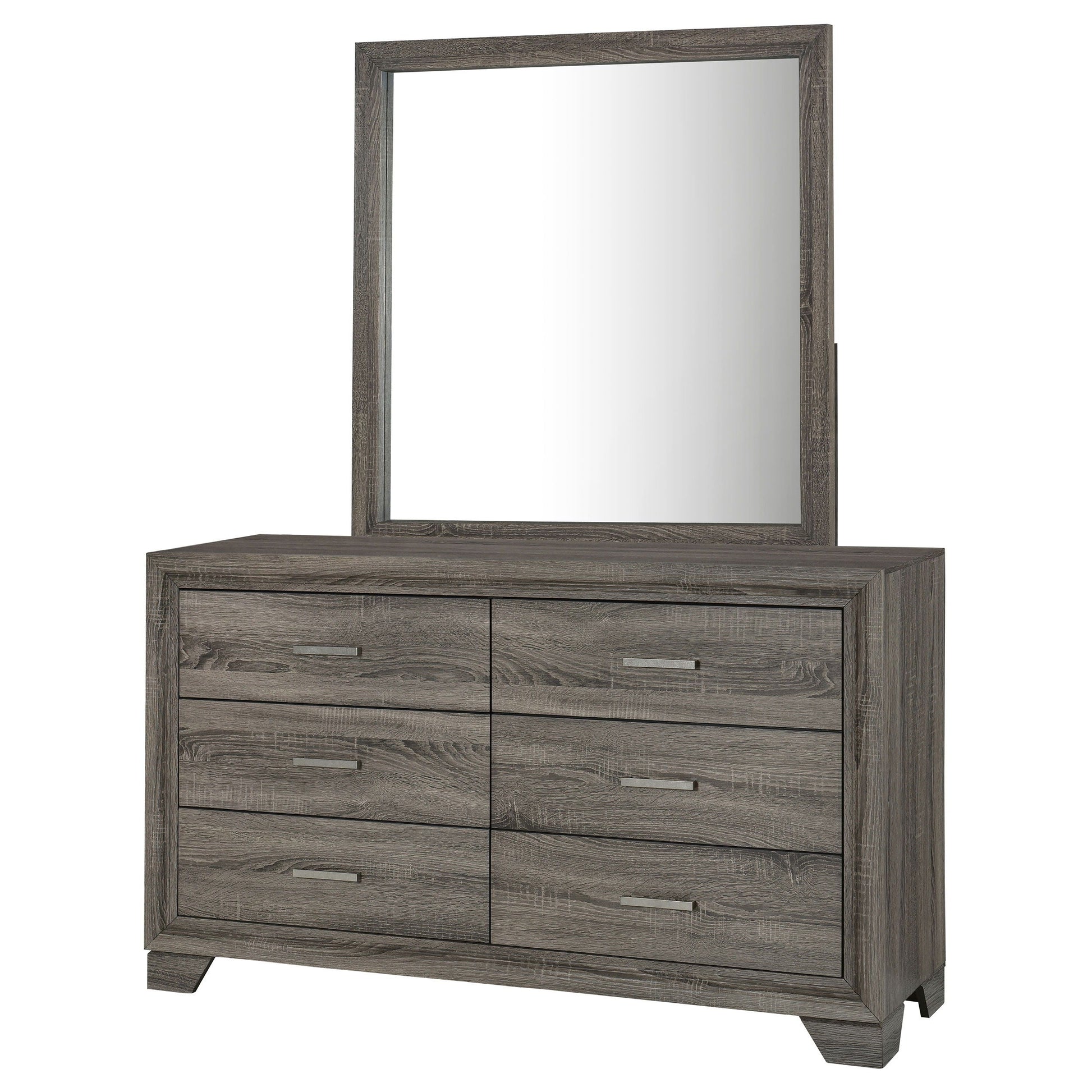 Coaster Fine Furniture Wright - 6-Drawer Dresser And Mirror - Brown Oak | Meri Furniture