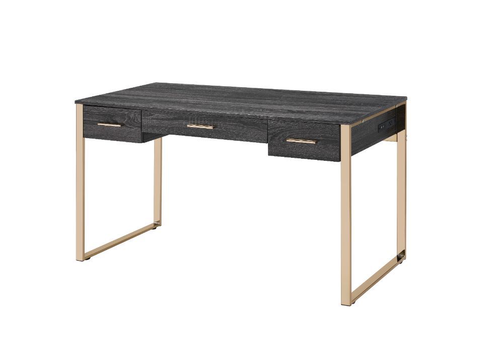 ACME Perle - Writing Desk - Champagne Gold & Black Finish | Meri Furniture