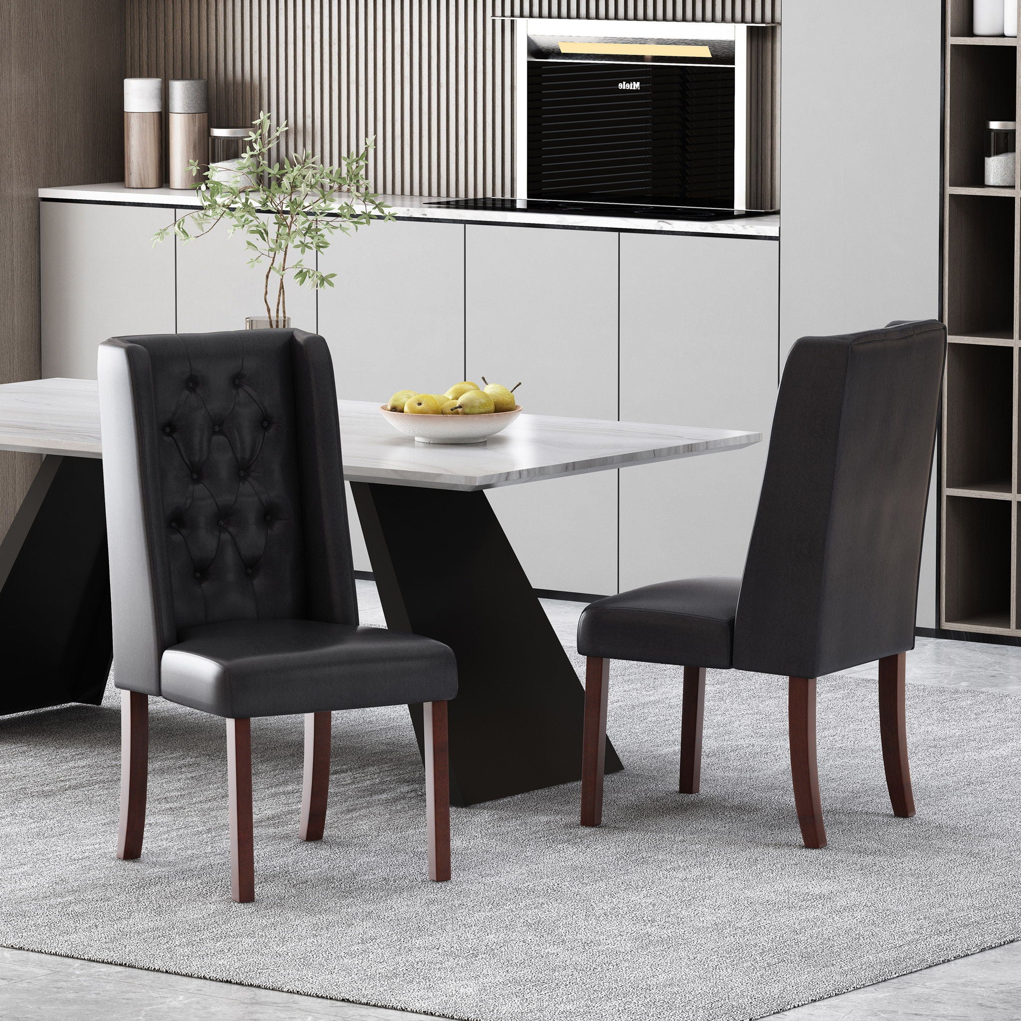 Sophisticated Tufted Dining Chair With High Back Design
