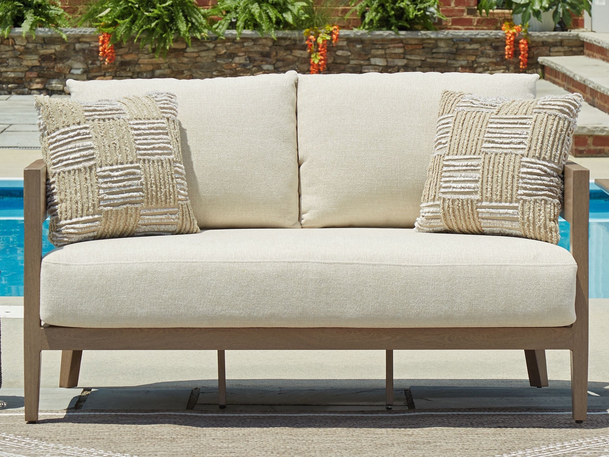 Signature Design by Ashley® Serene Bay - Dark Brown / White - Loveseat With Cushion | Meri Furniture