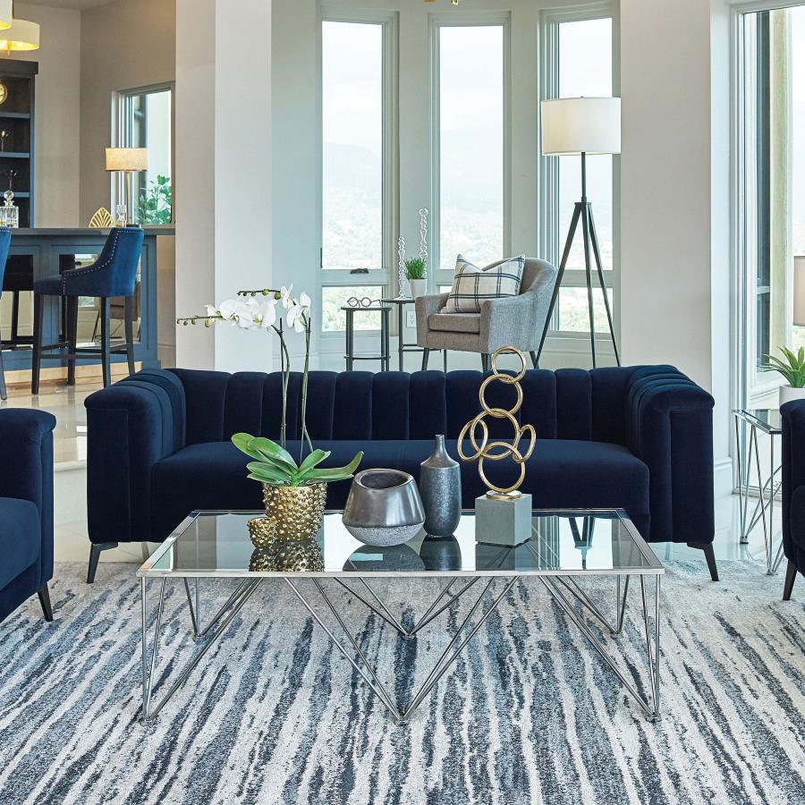 Coaster Fine Furniture Chalet - Upholstered Tuxedo Arm Tufted Sofa - Blue | Meri Furniture