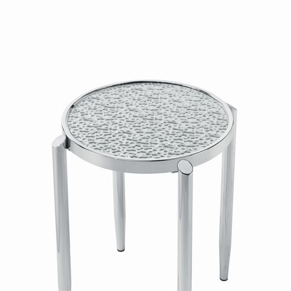 ACME Abbe - End Table - Glass & Chrome Finish | Meri Furniture