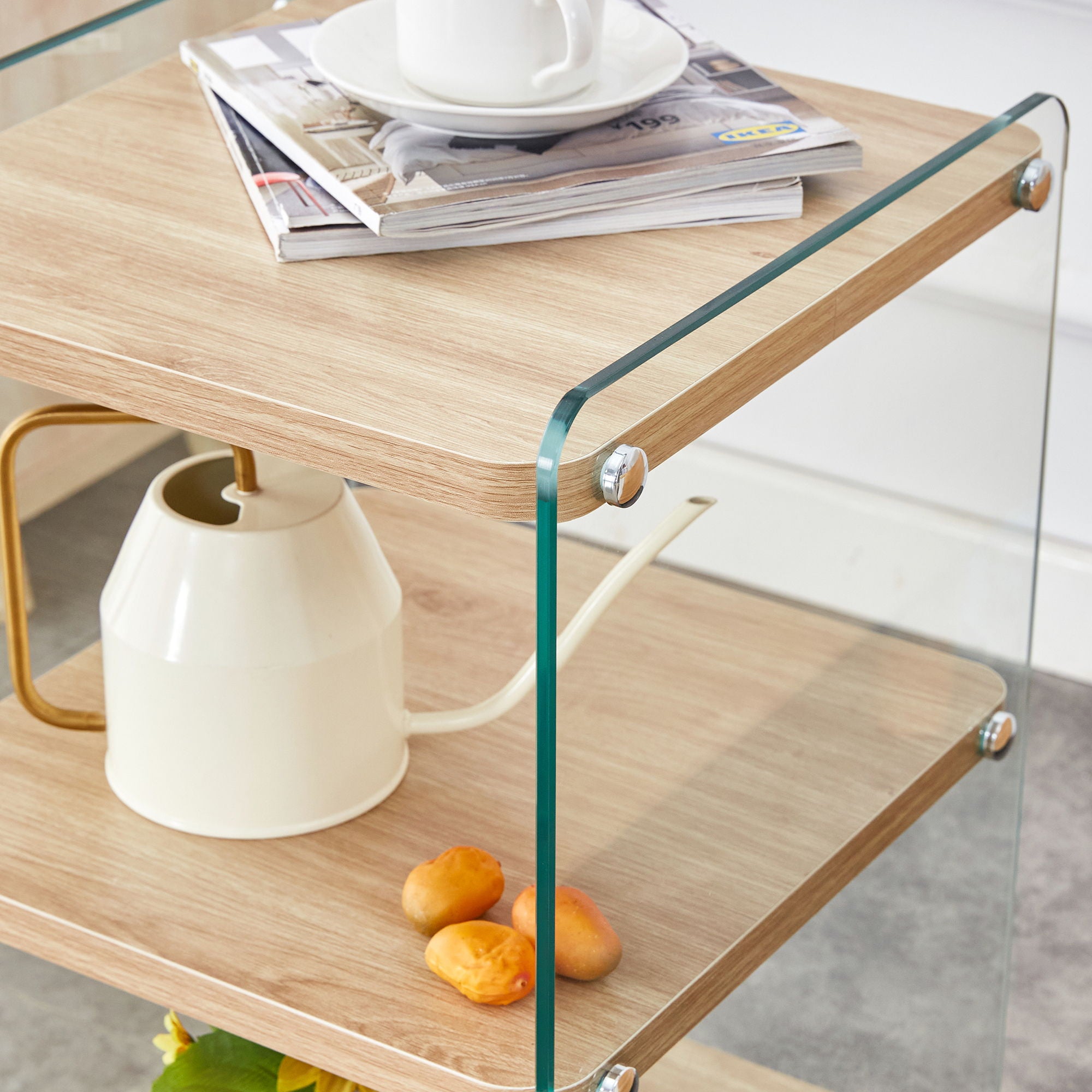 Modern 3 Layer Bedside Cabinet With Storage Function