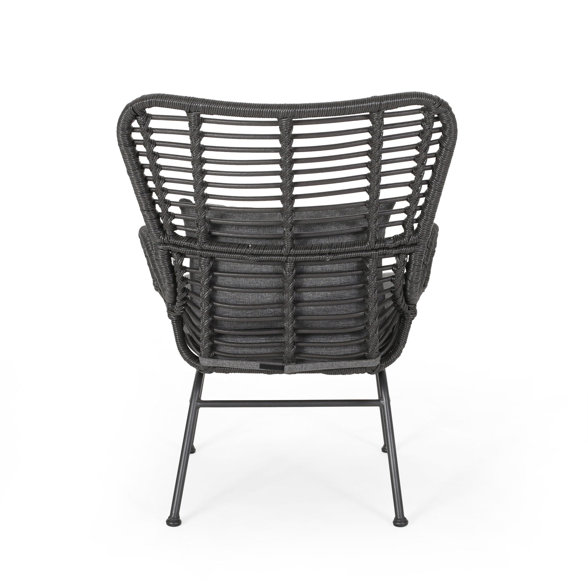 Modern Aesthetic Outdoor Rattan Accent Chair With Metal Legs