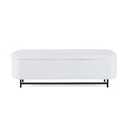 Modern Elegant Ottoman With Spacious Storage Function With Metal Feet - White / Black