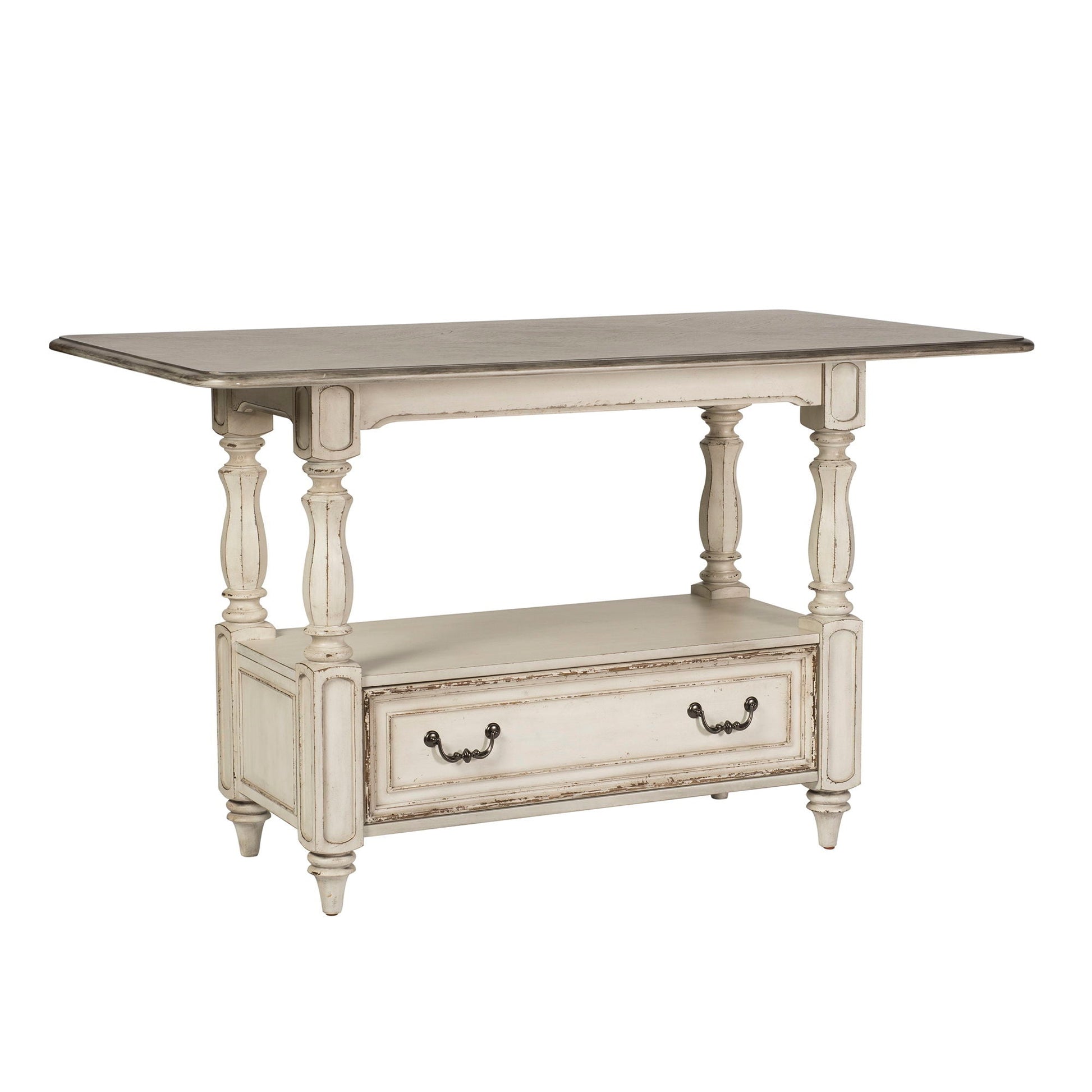 Liberty Furniture Magnolia Manor - 5 Piece Gathering Table Set - Upholstered Chairs - White | Meri Furniture