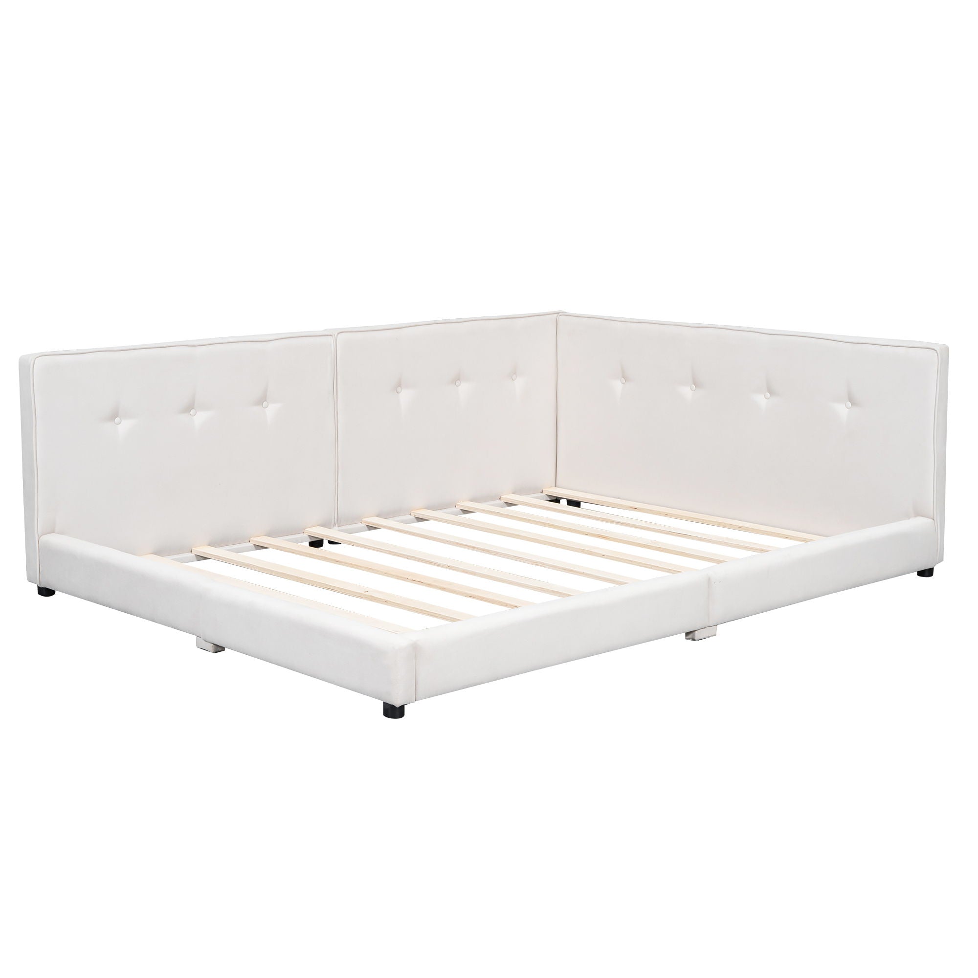 Modern Upholstered Platform Bed With USB Ports And LED Belt