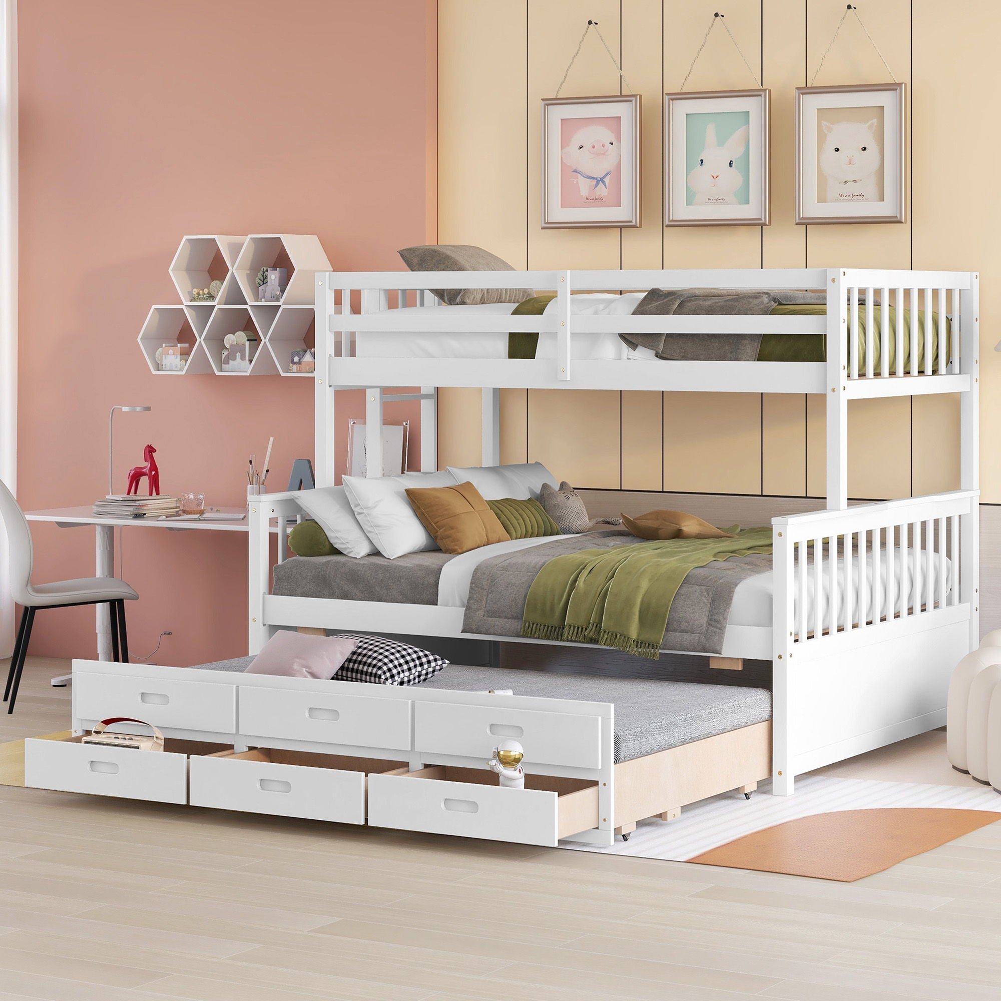 Bunk Bed With Twin Size Trundle And Drawers