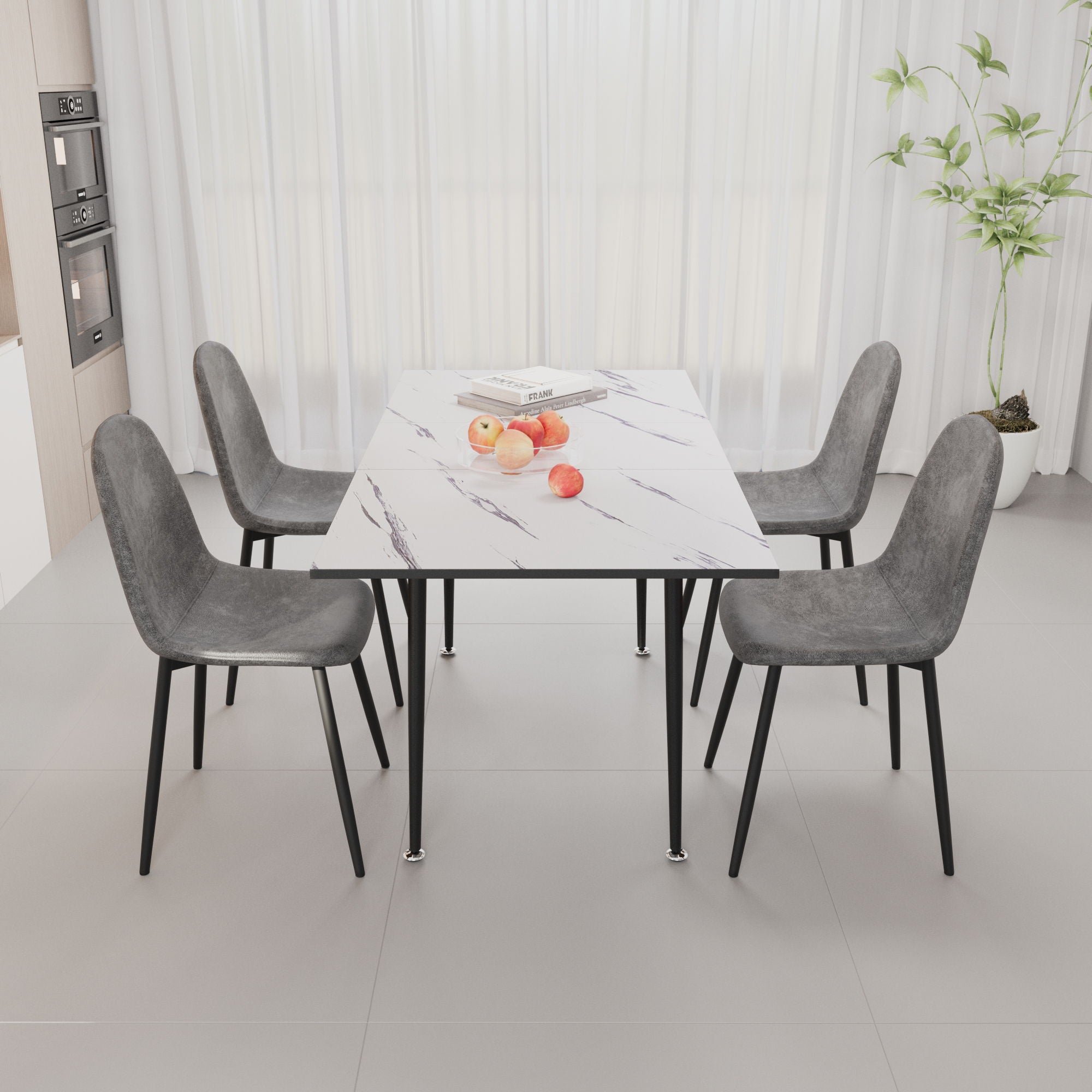 Modern Extendable Dining Table And Chair Set For 2 - 6 People
